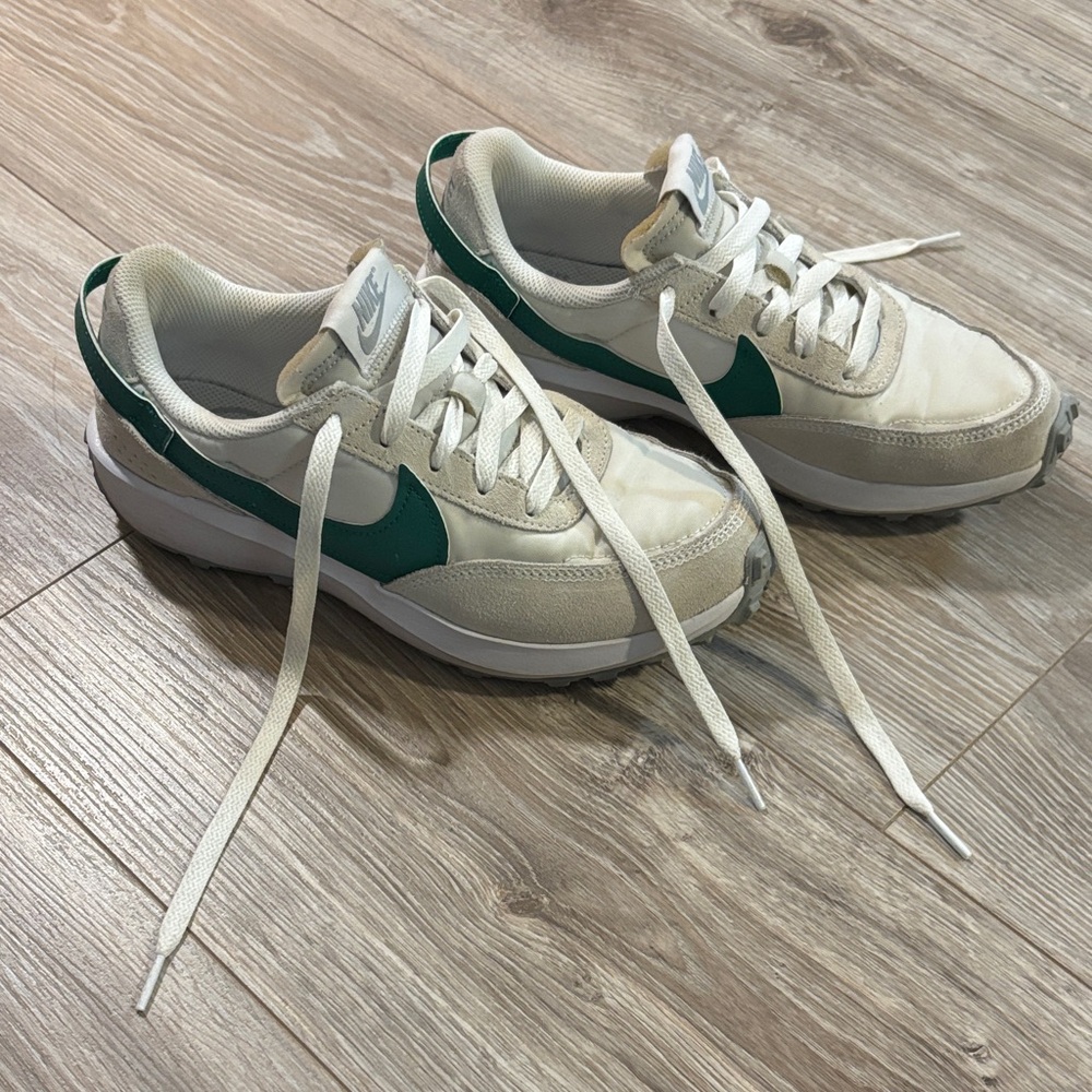 Nike Cream and Green Running Shoes